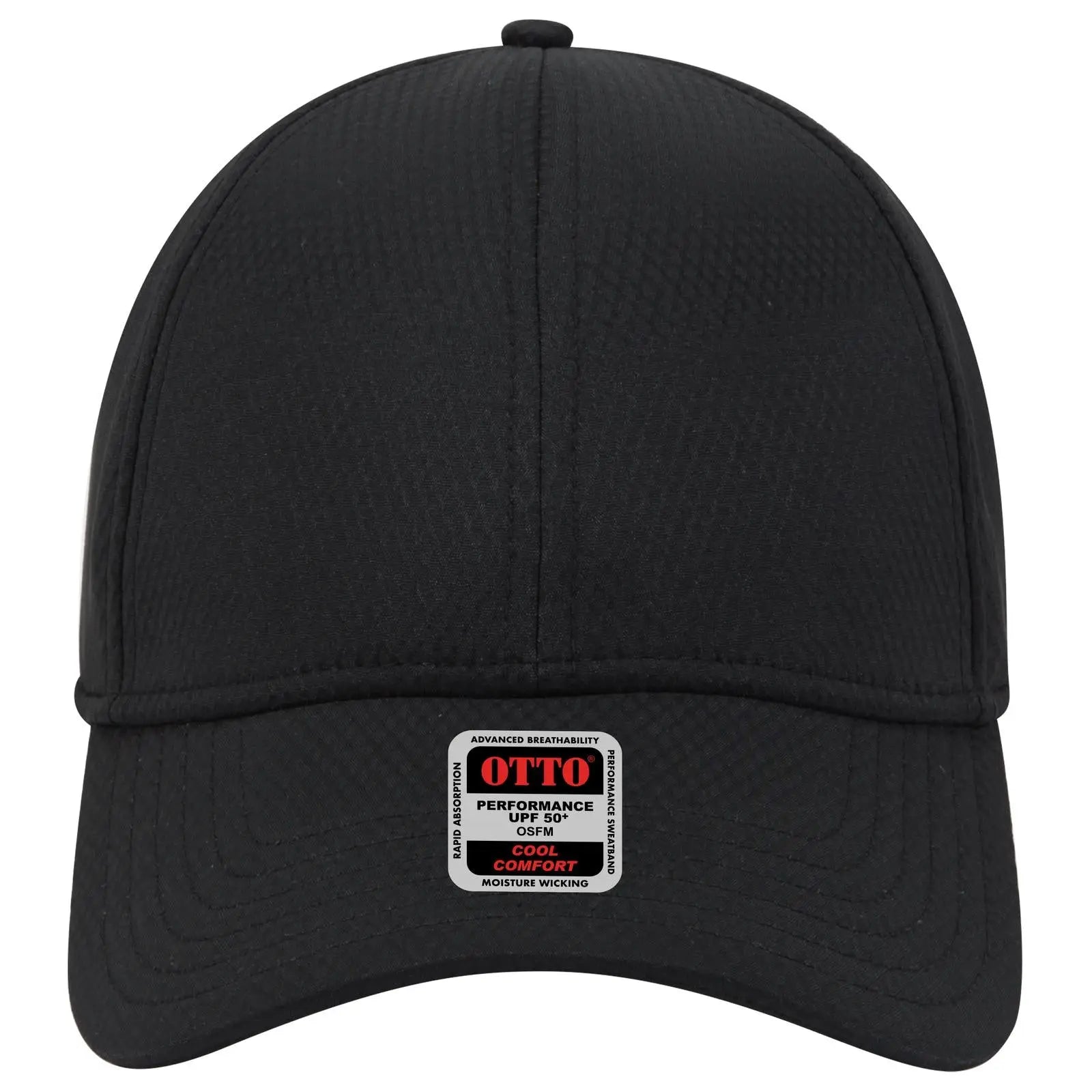 OTTO 19-1253 Upf 50+ 6 Panel Low Profile Baseball Cap - Black - Black / 6 1/2’’ - 7 5/8’’