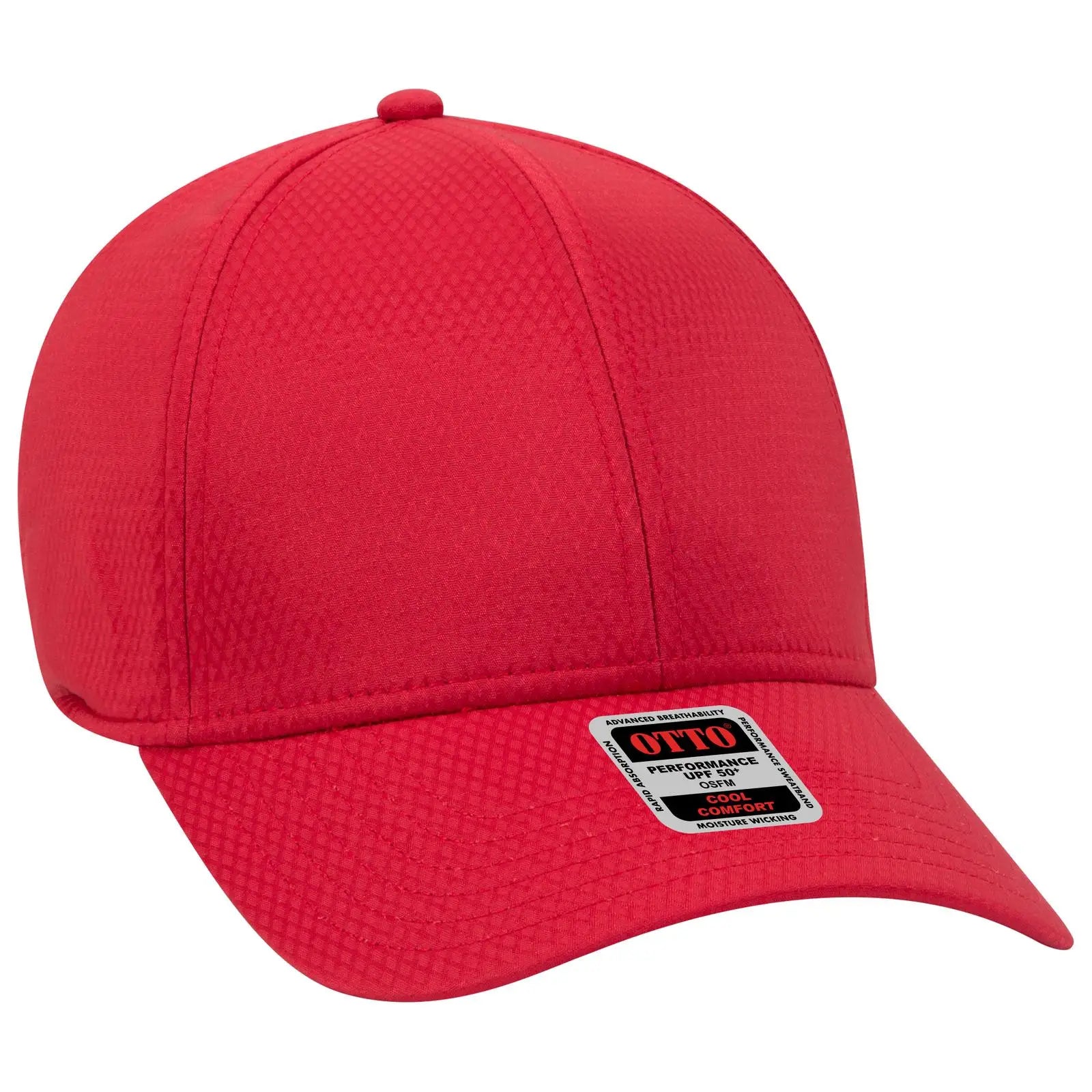 OTTO 19-1253 Upf 50+ 6 Panel Low Profile Baseball Cap - Red - Red / 6 1/2’’ - 7 5/8’’