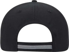 OTTO 19 1261 6 Panel Low Profil Reflective Piping Design Cotton Twill Cap Black Black / One Size Fits Most