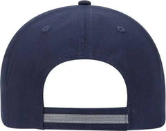 OTTO 19 1261 6 Panel Low Profil Reflective Piping Design Cotton Twill Cap Navy Navy / One Size Fits Most