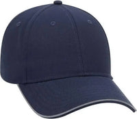 OTTO 19 1261 6 Panel Low Profil Reflective Piping Design Cotton Twill Cap Navy Navy / One Size Fits Most