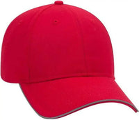 OTTO 19 1261 6 Panel Low Profil Reflective Piping Design Cotton Twill Cap Red Red / One Size Fits Most