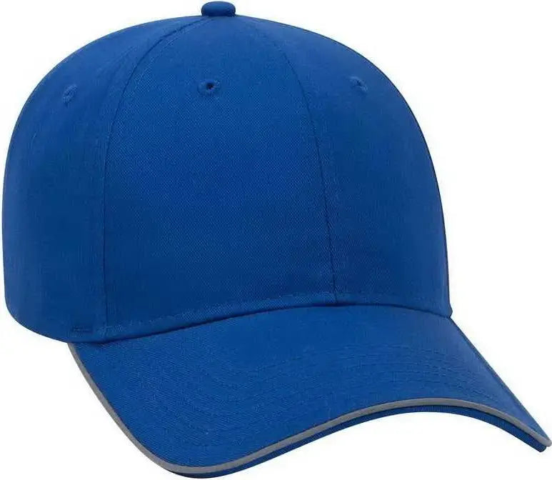 OTTO 19-1261 6 Panel Low Profil Reflective Piping Design Cotton Twill Cap - Royal - Royal / One Size Fits Most