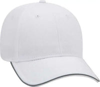 OTTO 19 1261 6 Panel Low Profil Reflective Piping Design Cotton Twill Cap White White / One Size Fits Most