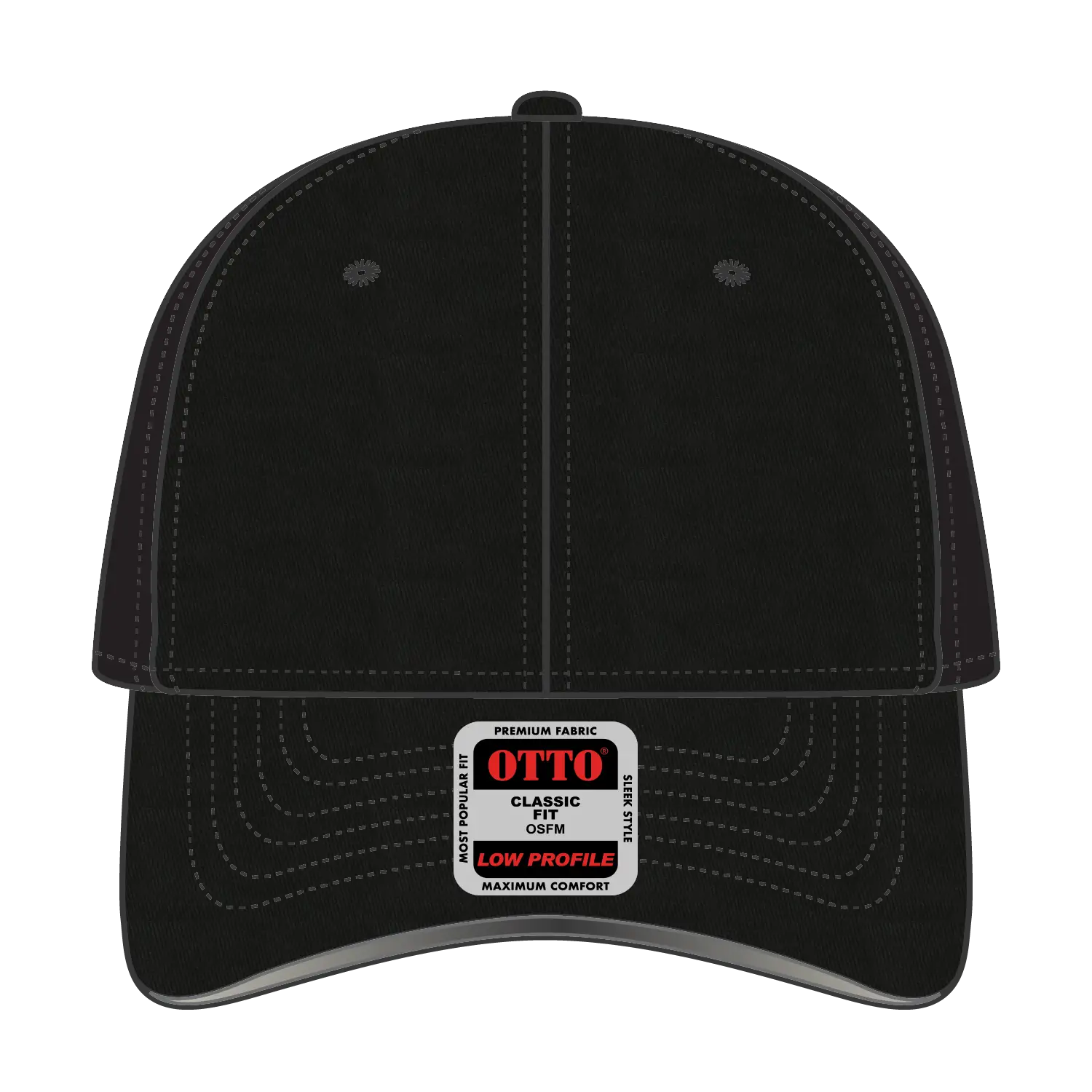 OTTO 19-1261 Reflective 6 Panel Low Profile Baseball Cap - Black - Black / 6 1/2’’ - 7 5/8’’