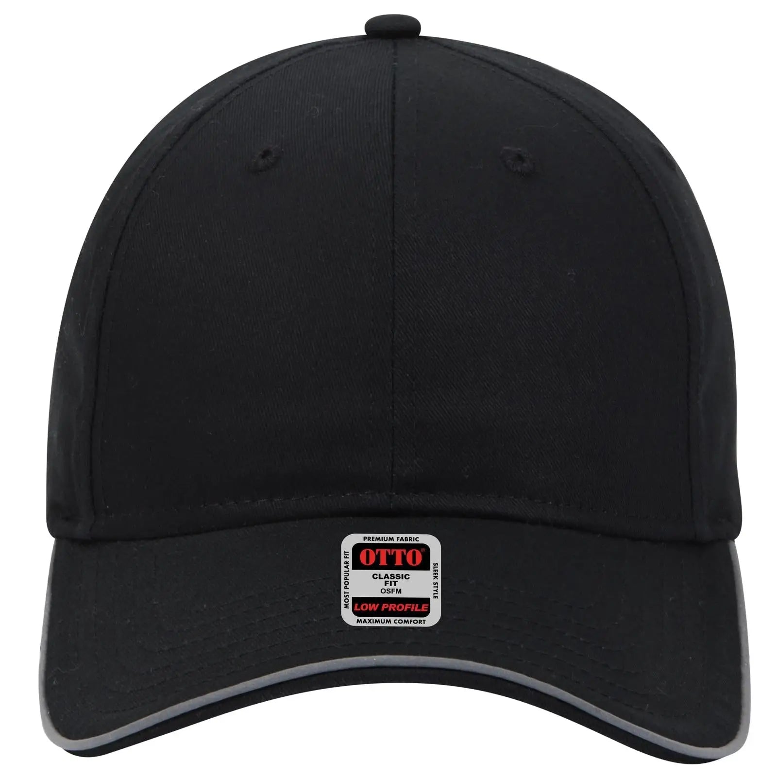 OTTO 19-1261 Reflective 6 Panel Low Profile Baseball Cap - Black - Black / 6 1/2’’ - 7 5/8’’