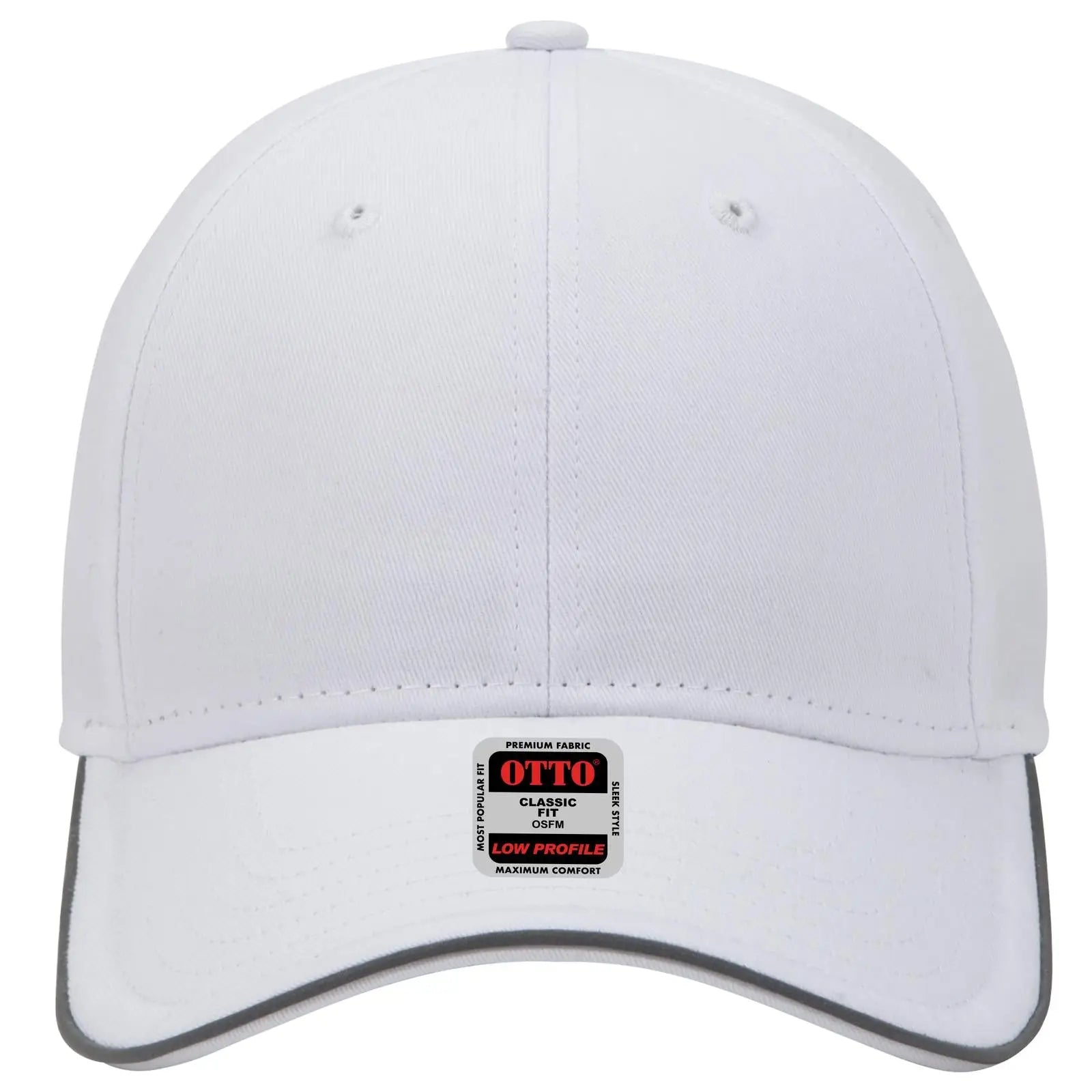 OTTO 19-1261 Reflective 6 Panel Low Profile Baseball Cap - White - White / 6 1/2’’ - 7 5/8’’