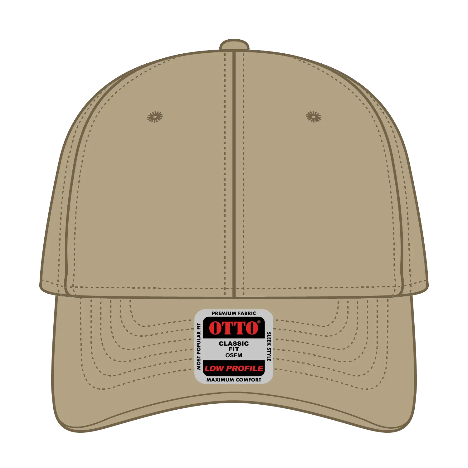 OTTO 19-1266 6 Panel Low Profile Baseball Cap - Khaki - Khaki / 6 1/2’’ - 7 5/8’’