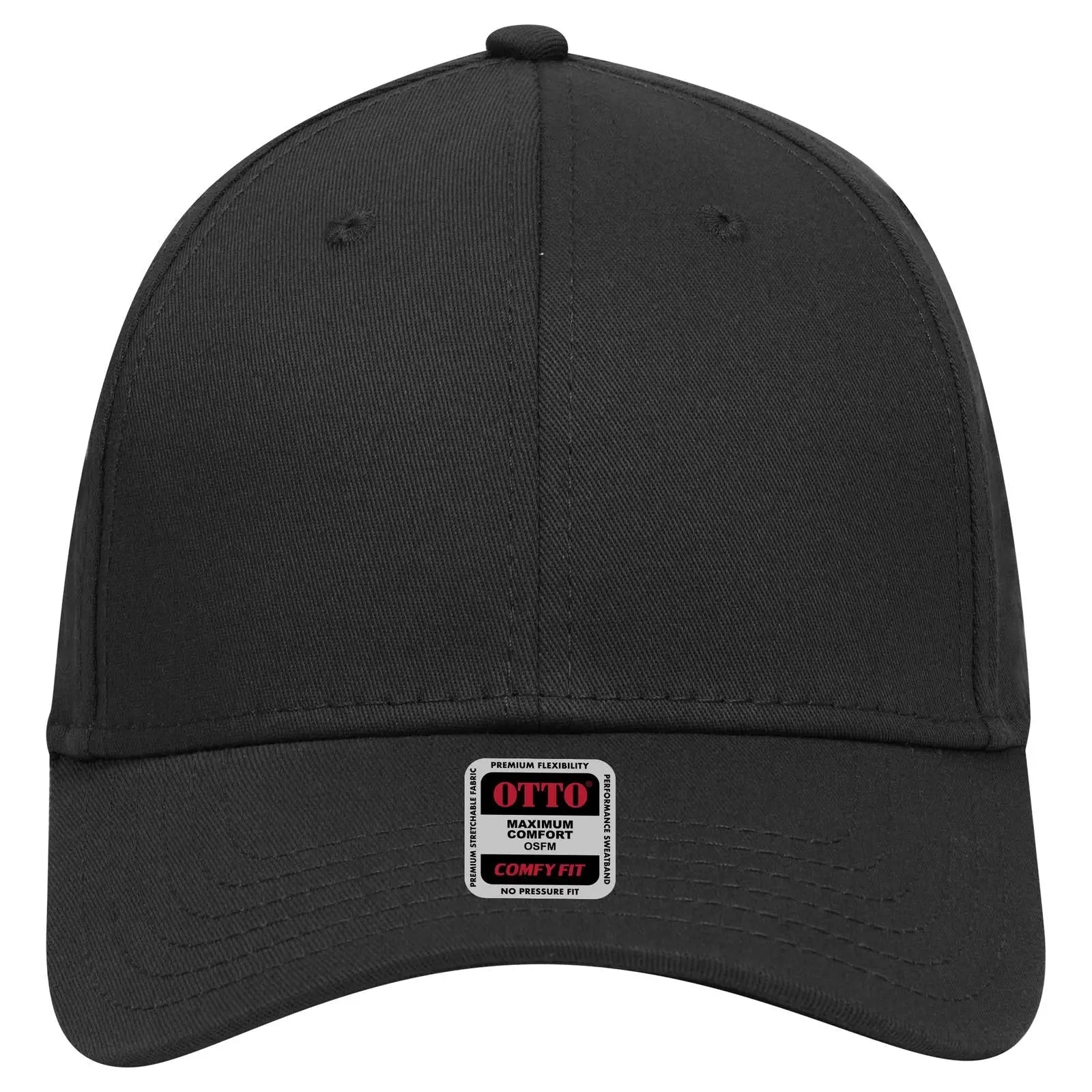 OTTO 19-1283 ’OTTO Comfy Fit’ 6 Panel Low Profile Baseball Cap - Black - Black / 6 1/2’’ - 7 5/8’’