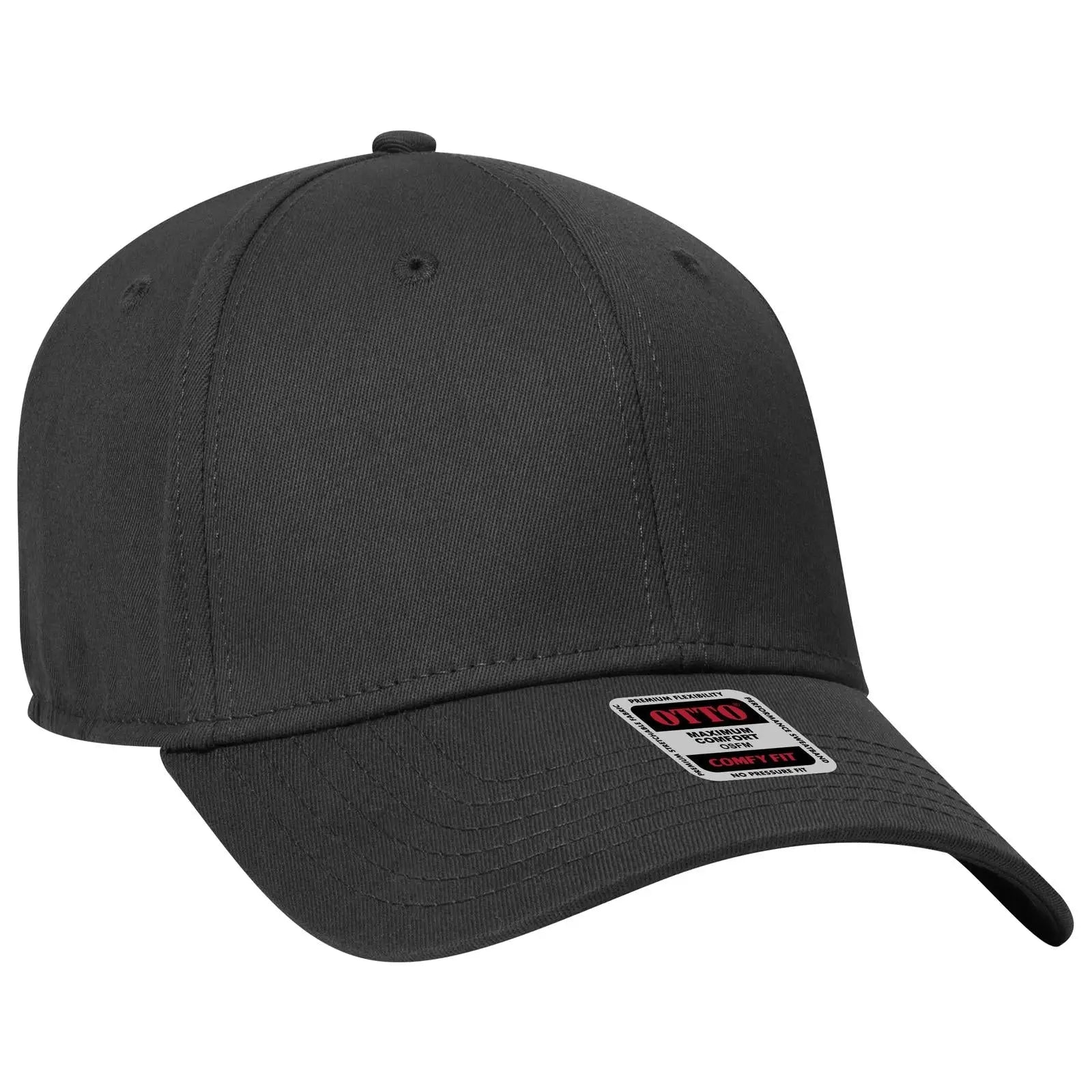 OTTO 19-1283 ’OTTO Comfy Fit’ 6 Panel Low Profile Baseball Cap - Black - Black / 6 1/2’’ - 7 5/8’’