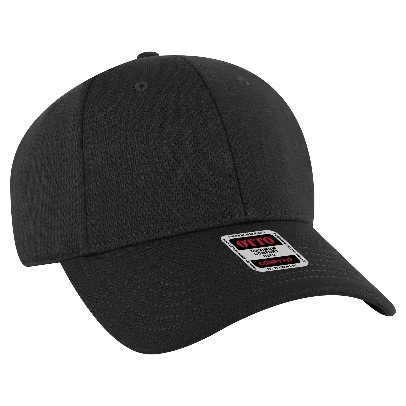 OTTO 19-1284 ’OTTO Comfy Fit’ 6 Panel Low Profile Baseball Cap - Black - Black / 6 1/2’’ - 7 5/8’’
