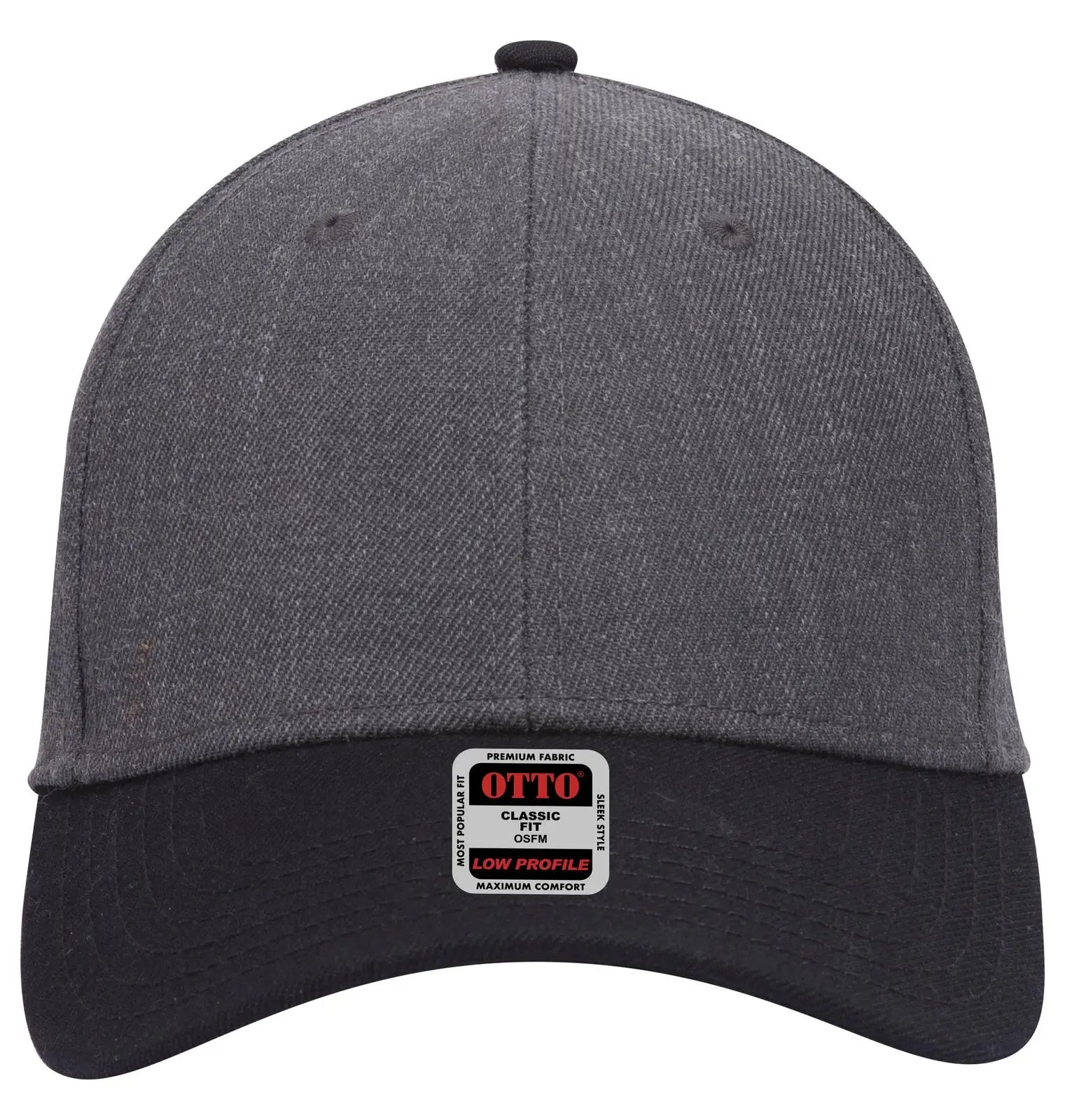 OTTO 19-208 6 Panel Low Profile Baseball Cap - Blk/Hthr. Blk - Blk/Hthr. Blk / 6 1/2’’ - 7 5/8’’