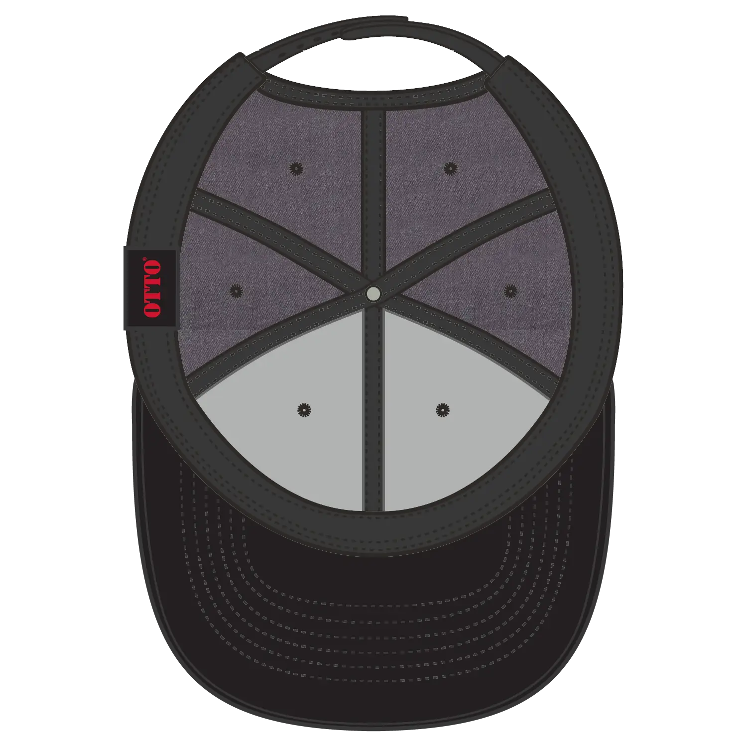 OTTO 19-208 6 Panel Low Profile Baseball Cap - Blk/Hthr. Blk - Blk/Hthr. Blk / 6 1/2’’ - 7 5/8’’