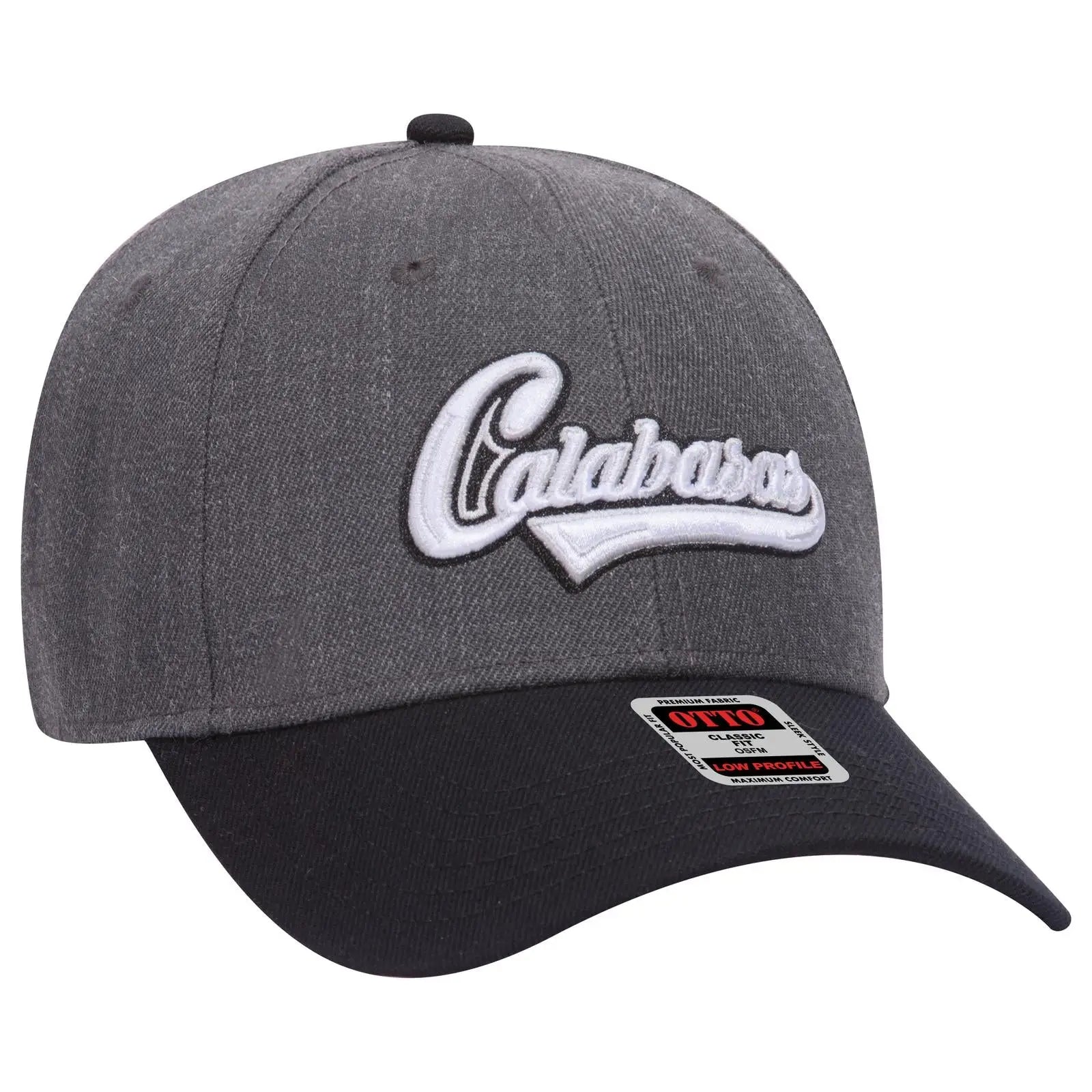 OTTO 19-208 6 Panel Low Profile Baseball Cap - Blk/Hthr. Blk - Blk/Hthr. Blk / 6 1/2’’ - 7 5/8’’