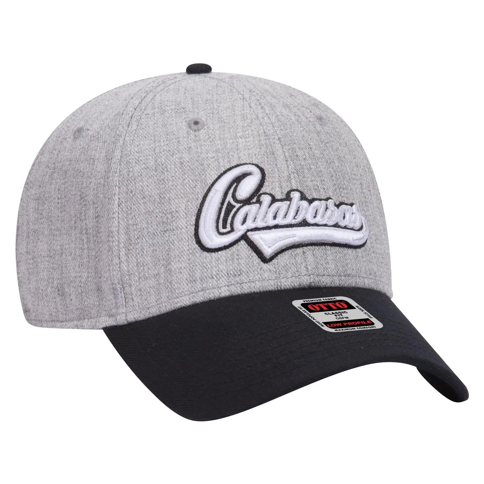 OTTO 19-208 6 Panel Low Profile Baseball Cap - Blk/Hthr. Gry - Blk/Hthr. Gry / 6 1/2’’ - 7 5/8’’