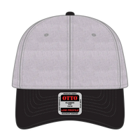 OTTO 19-208 6 Panel Low Profile Baseball Cap - Blk/Hthr. Gry - Blk/Hthr. Gry / 6 1/2’’ - 7 5/8’’