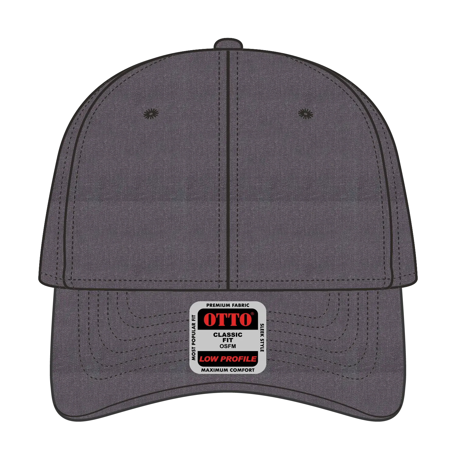OTTO 19-208 6 Panel Low Profile Baseball Cap - Heath. Black - Heath. Black / 6 1/2’’ - 7 5/8’’