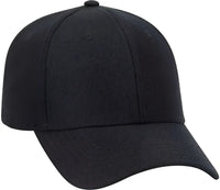 OTTO 19-208 Wool Blend Low Profile Pro Style Seamed Front Panel with Full Buckram Cap - Black - Black / One Size Fits