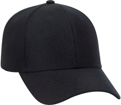 OTTO 19-208 Wool Blend Low Profile Pro Style Seamed Front Panel with Full Buckram Cap - Black - Black / One Size Fits