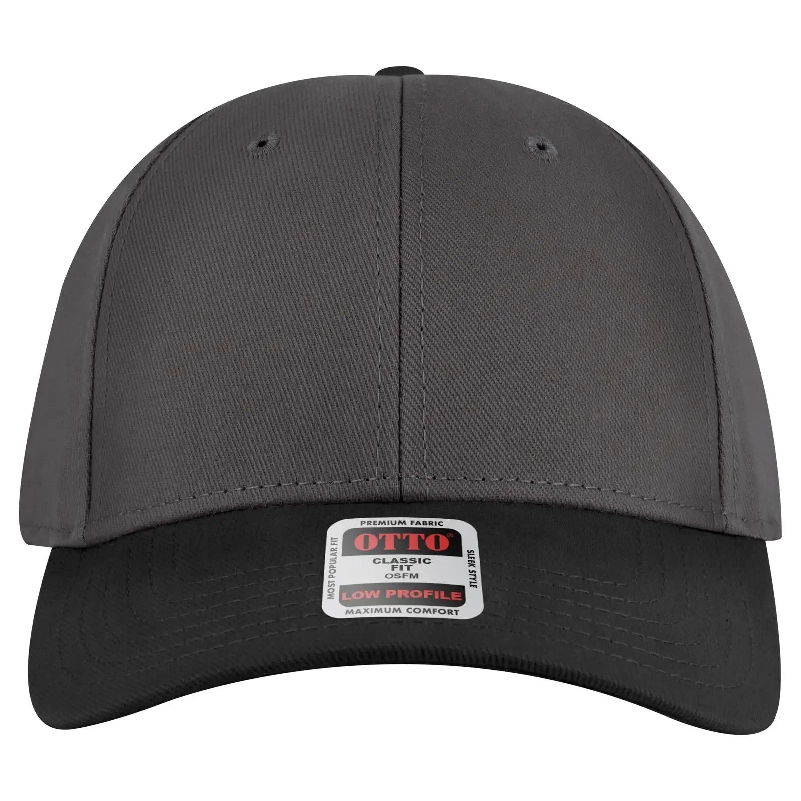 OTTO 19-251 6 Panel Low Profile Baseball Cap - Blk/Ch.Gry - Blk/Ch.Gry / 6 1/2’’ - 7 5/8’’