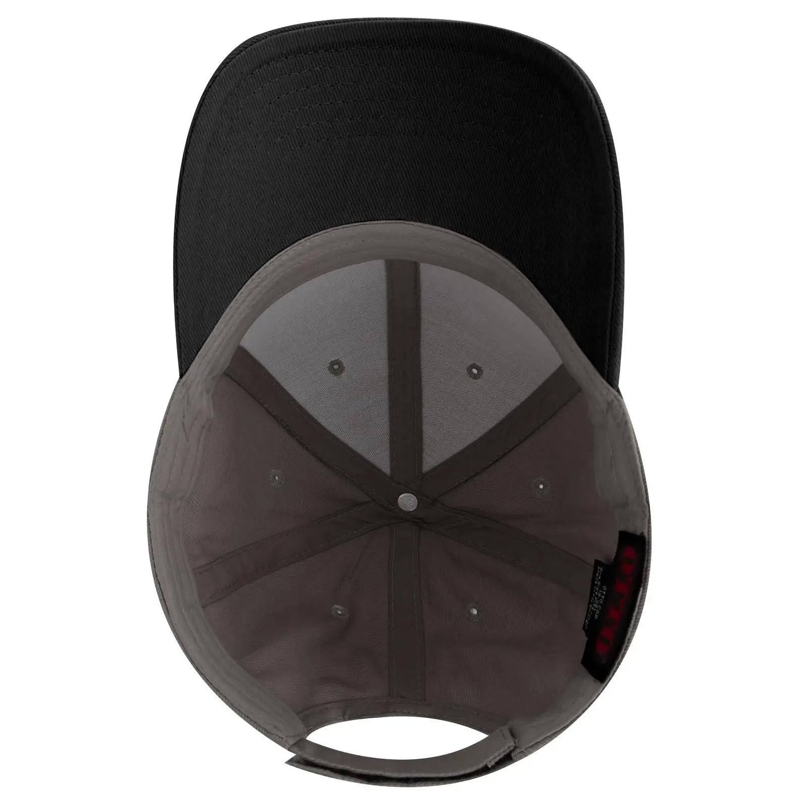 OTTO 19-251 6 Panel Low Profile Baseball Cap - Blk/Gry - Blk/Gry / 6 1/2’’ - 7 5/8’’