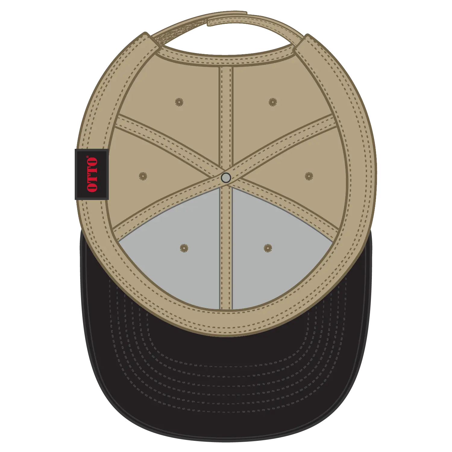 OTTO 19-251 6 Panel Low Profile Baseball Cap - Blk/Kha - Blk/Kha / 6 1/2’’ - 7 5/8’’