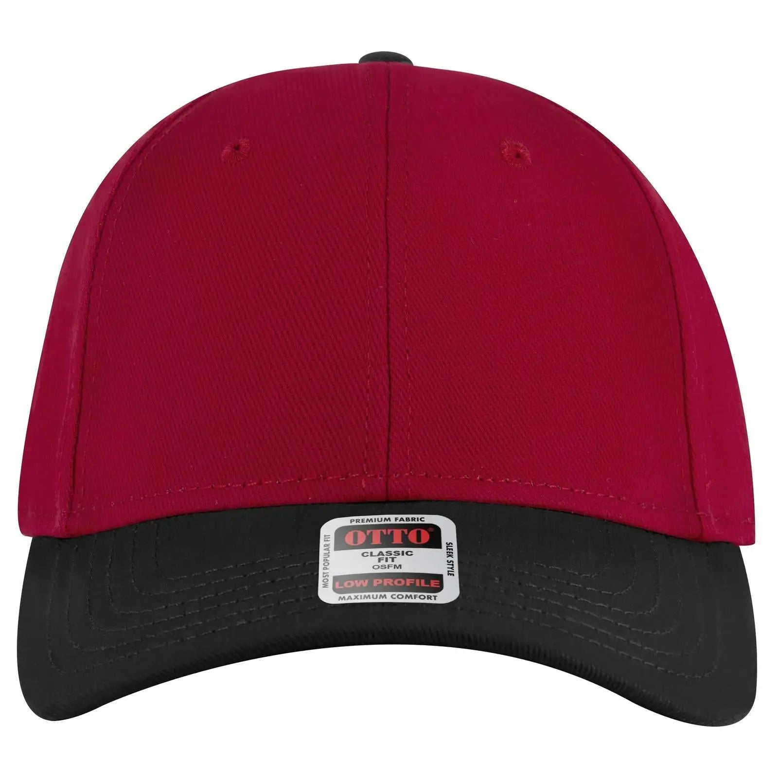 OTTO 19-251 6 Panel Low Profile Baseball Cap - Blk/Red - Blk/Red / 6 1/2’’ - 7 5/8’’