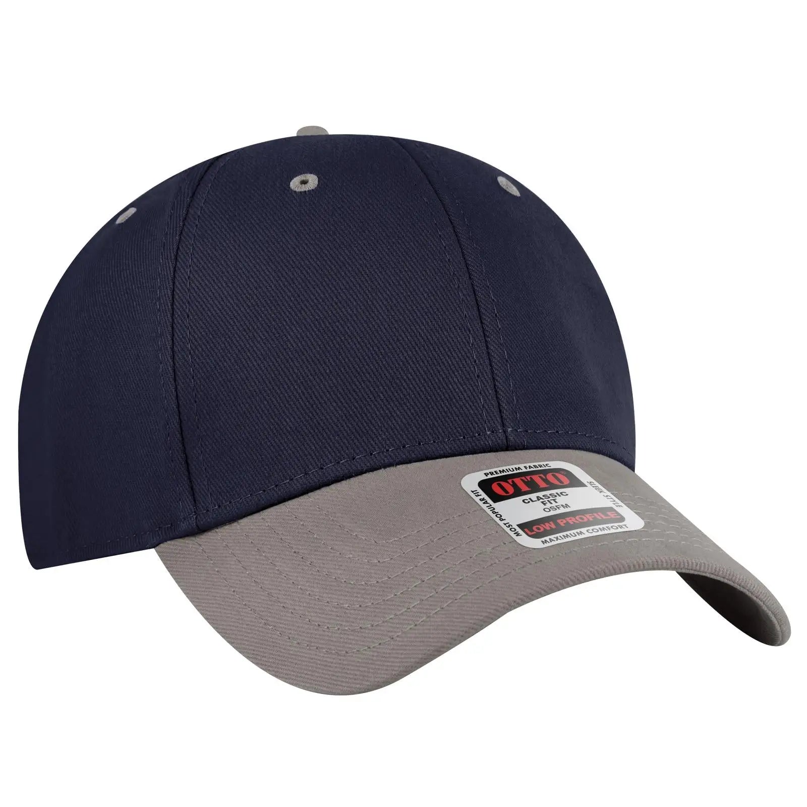 OTTO 19-251 6 Panel Low Profile Baseball Cap - Gry/Nvy - Gry/Nvy / 6 1/2’’ - 7 5/8’’