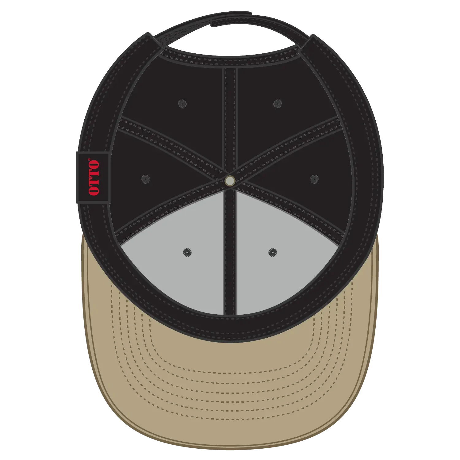 OTTO 19-251 6 Panel Low Profile Baseball Cap - Kha/Blk - Kha/Blk / 6 1/2’’ - 7 5/8’’