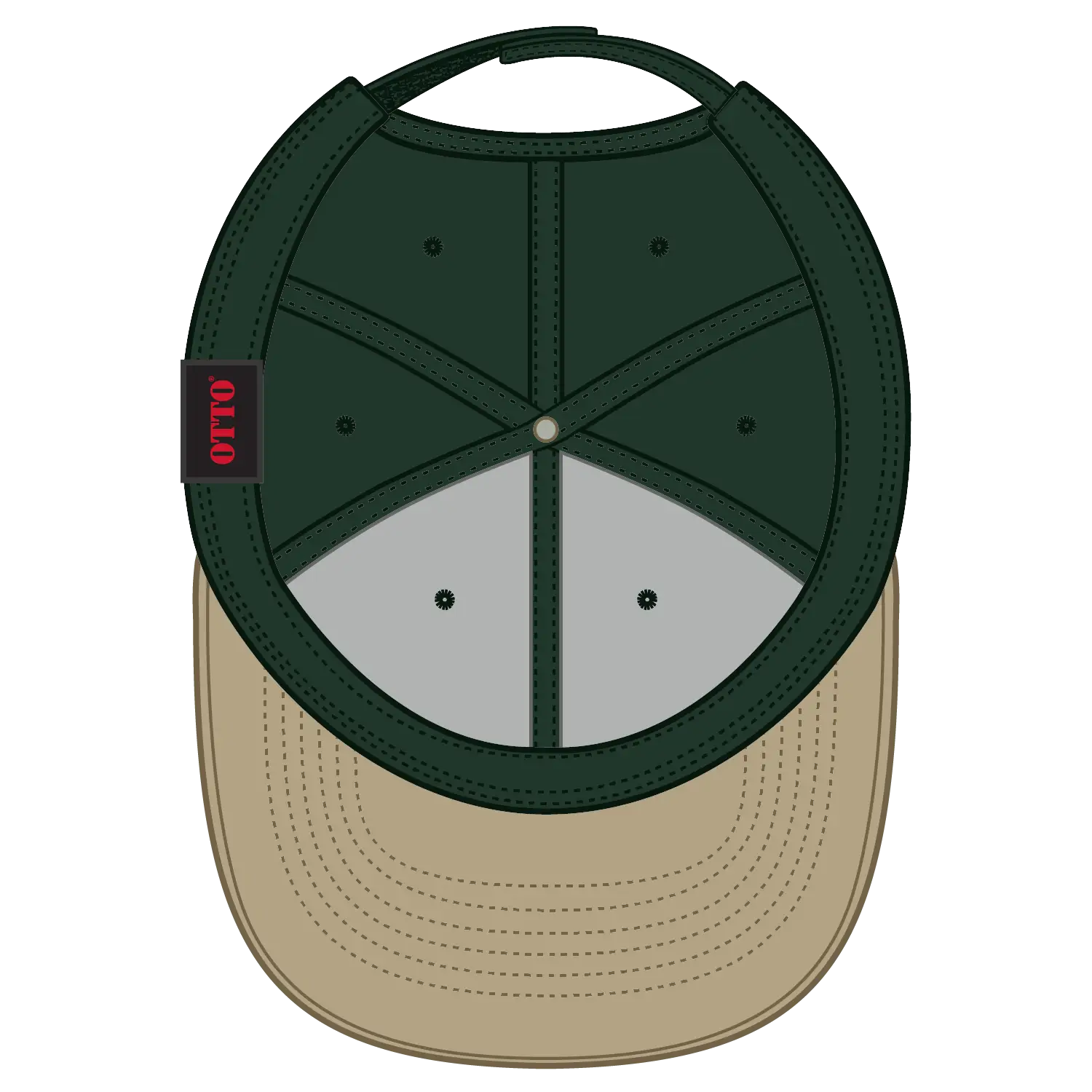 OTTO 19-251 6 Panel Low Profile Baseball Cap - Kha/Dk.Grn - Kha/Dk.Grn / 6 1/2’’ - 7 5/8’’