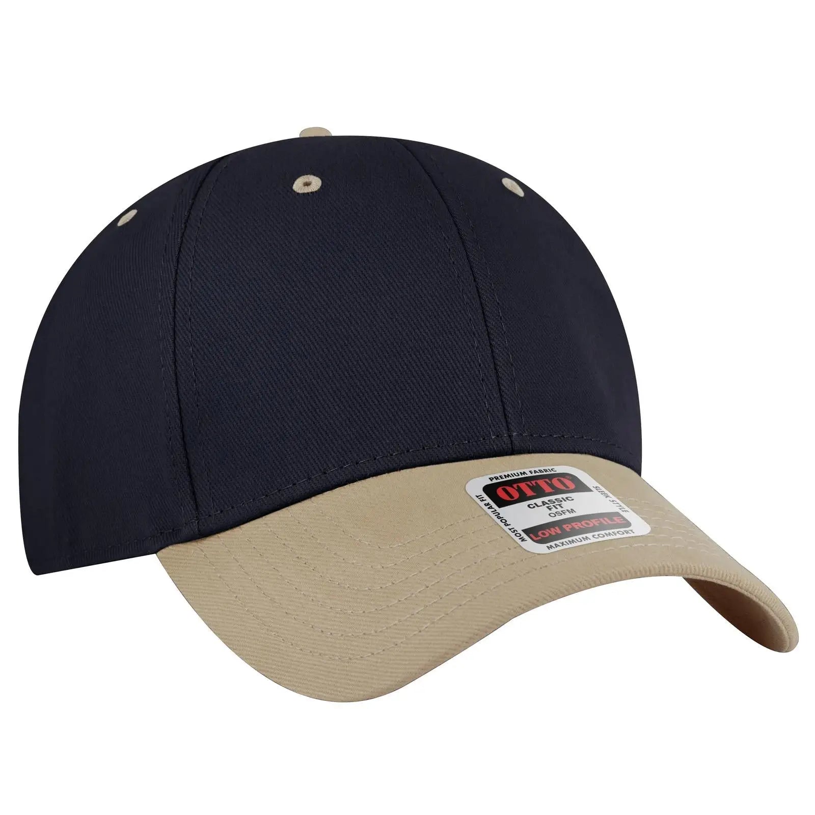 OTTO 19-251 6 Panel Low Profile Baseball Cap - Kha/Nvy - Kha/Nvy / 6 1/2’’ - 7 5/8’’