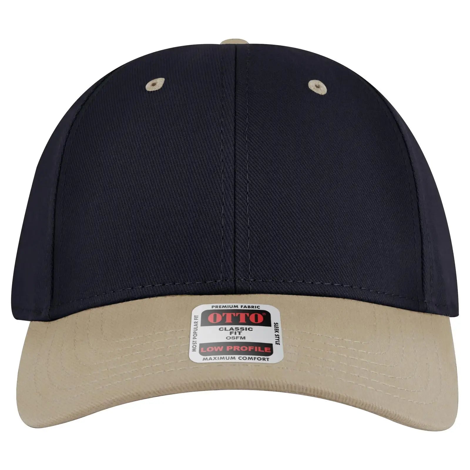 OTTO 19-251 6 Panel Low Profile Baseball Cap - Kha/Nvy - Kha/Nvy / 6 1/2’’ - 7 5/8’’