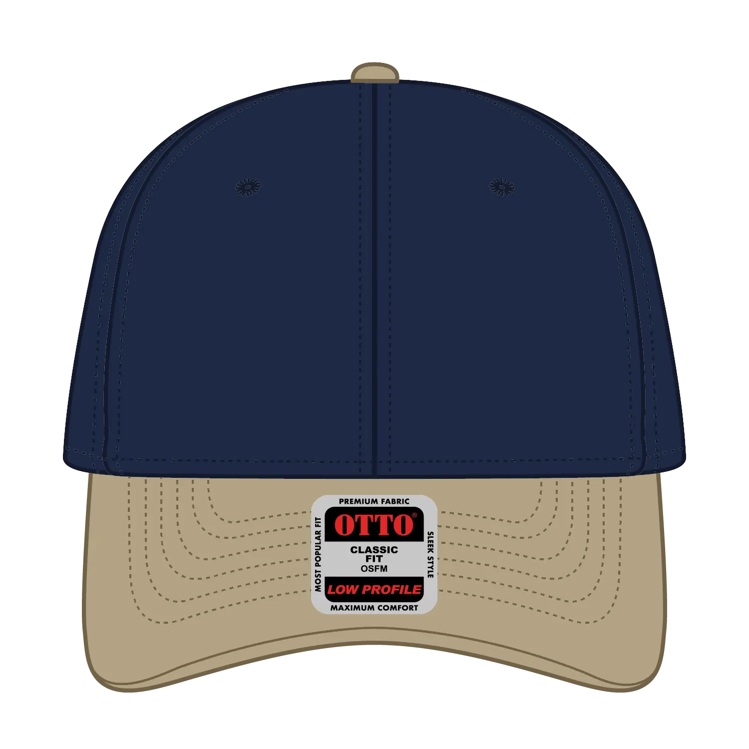 OTTO 19-251 6 Panel Low Profile Baseball Cap - Kha/Nvy - Kha/Nvy / 6 1/2’’ - 7 5/8’’