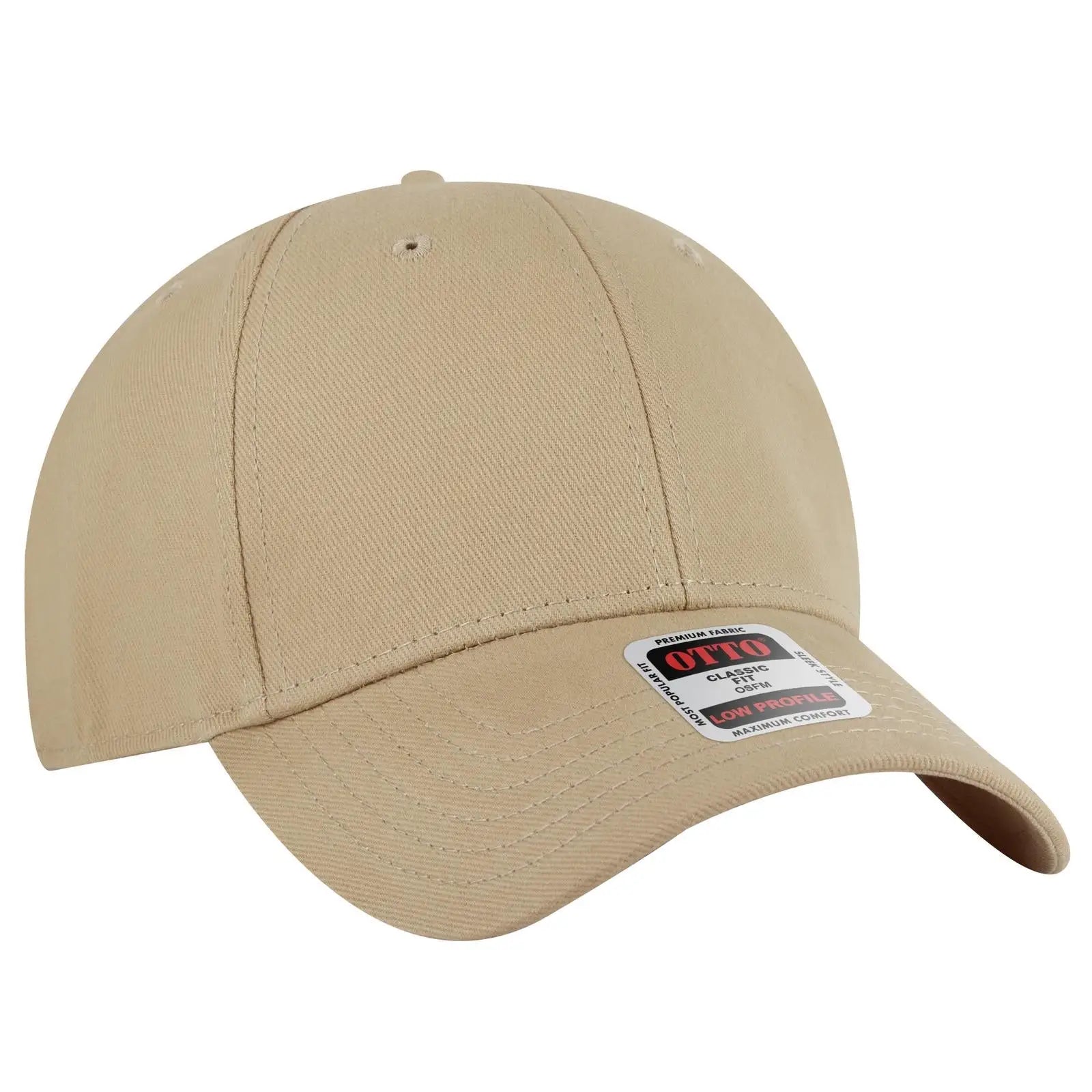 OTTO 19-251 6 Panel Low Profile Baseball Cap - Khaki - Khaki / 6 1/2’’ - 7 5/8’’
