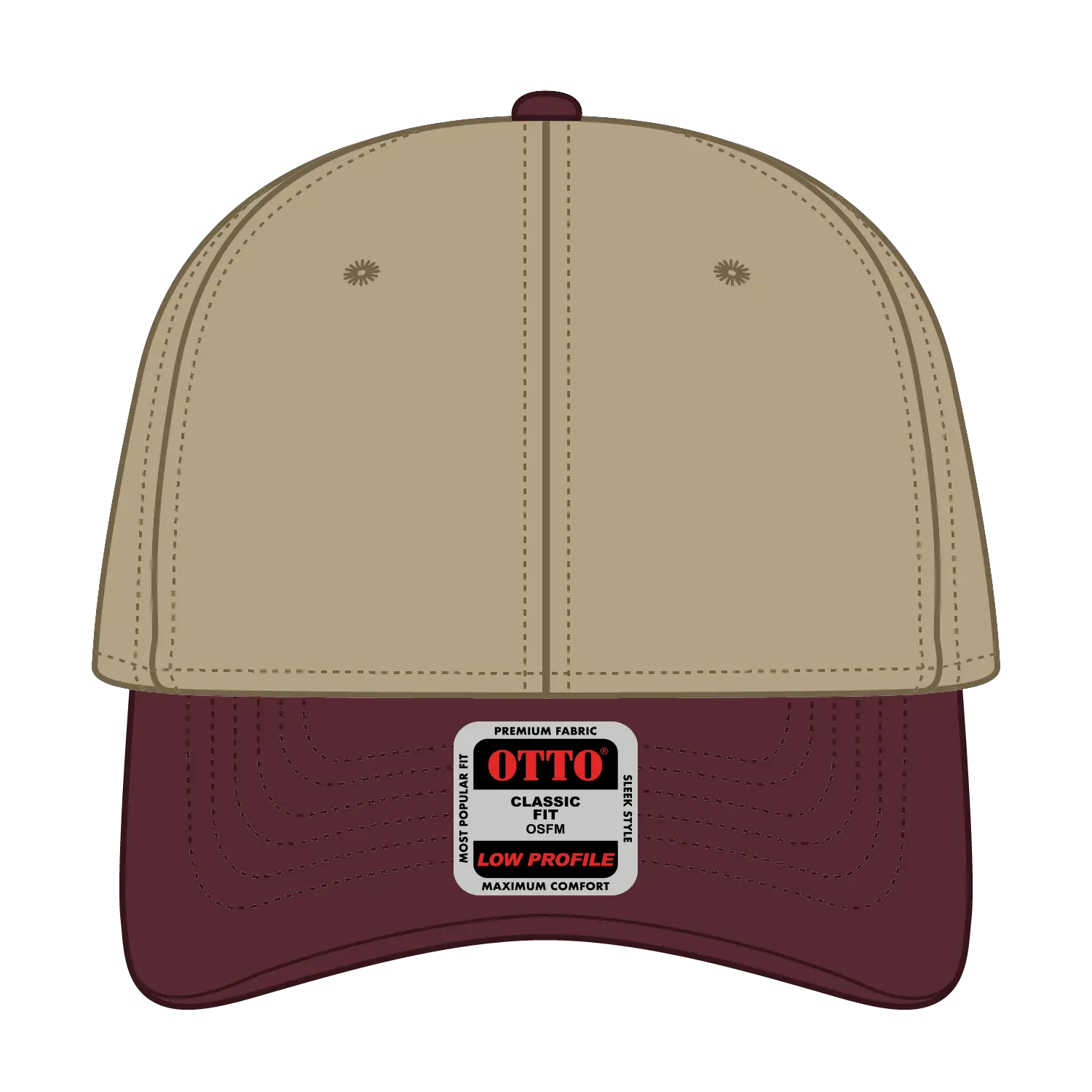 OTTO 19-251 6 Panel Low Profile Baseball Cap - Marn/Kha - Marn/Kha / 6 1/2’’ - 7 5/8’’