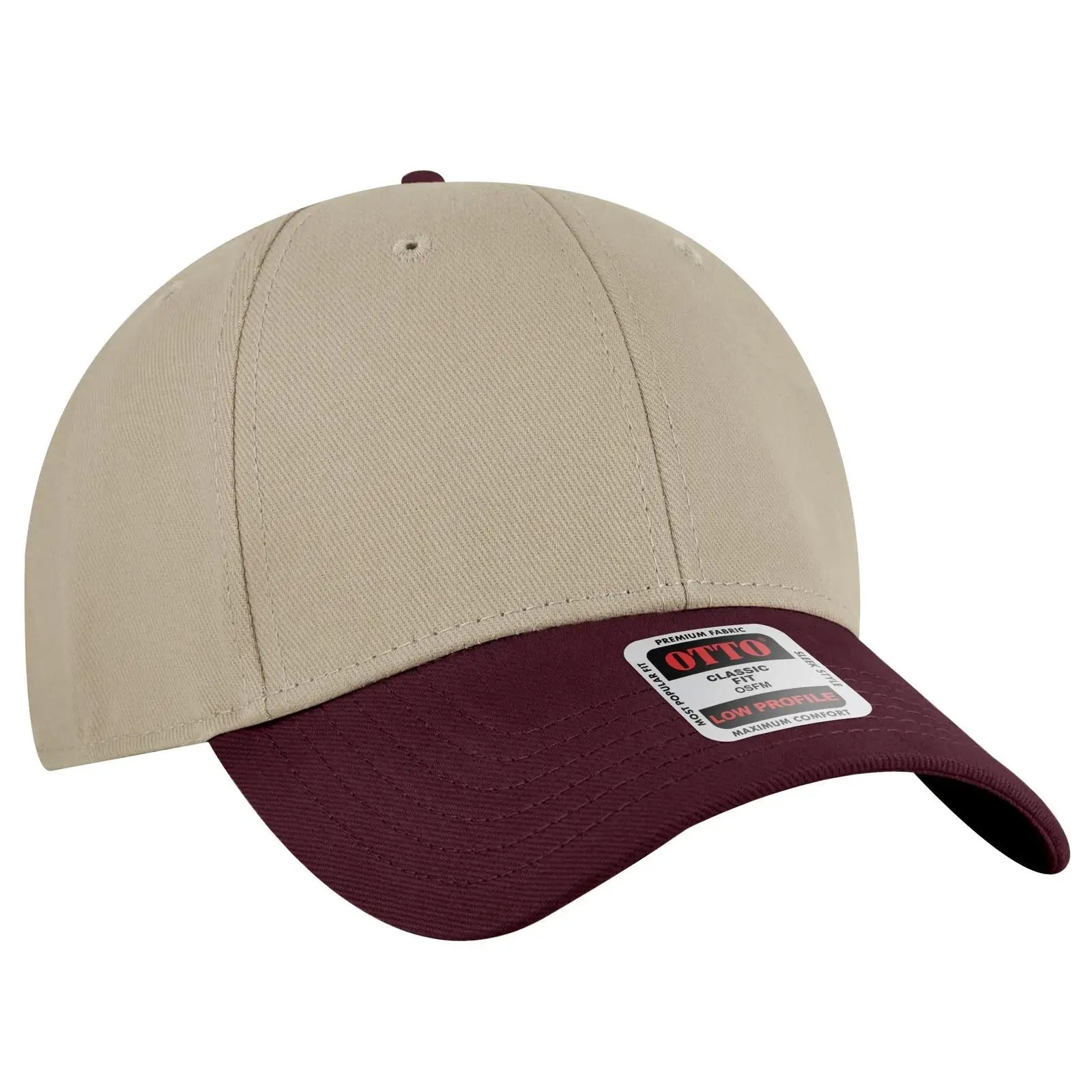 OTTO 19-251 6 Panel Low Profile Baseball Cap - Marn/Kha - Marn/Kha / 6 1/2’’ - 7 5/8’’