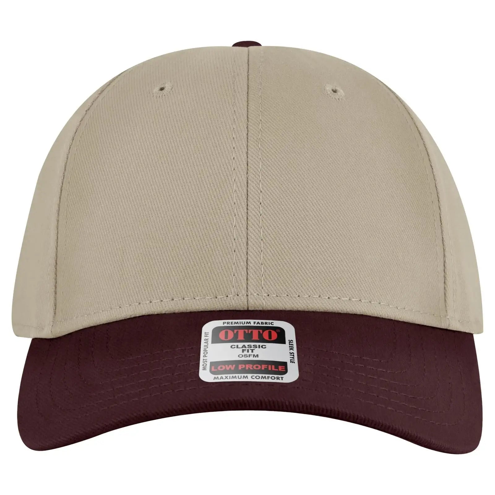 OTTO 19-251 6 Panel Low Profile Baseball Cap - Marn/Kha - Marn/Kha / 6 1/2’’ - 7 5/8’’