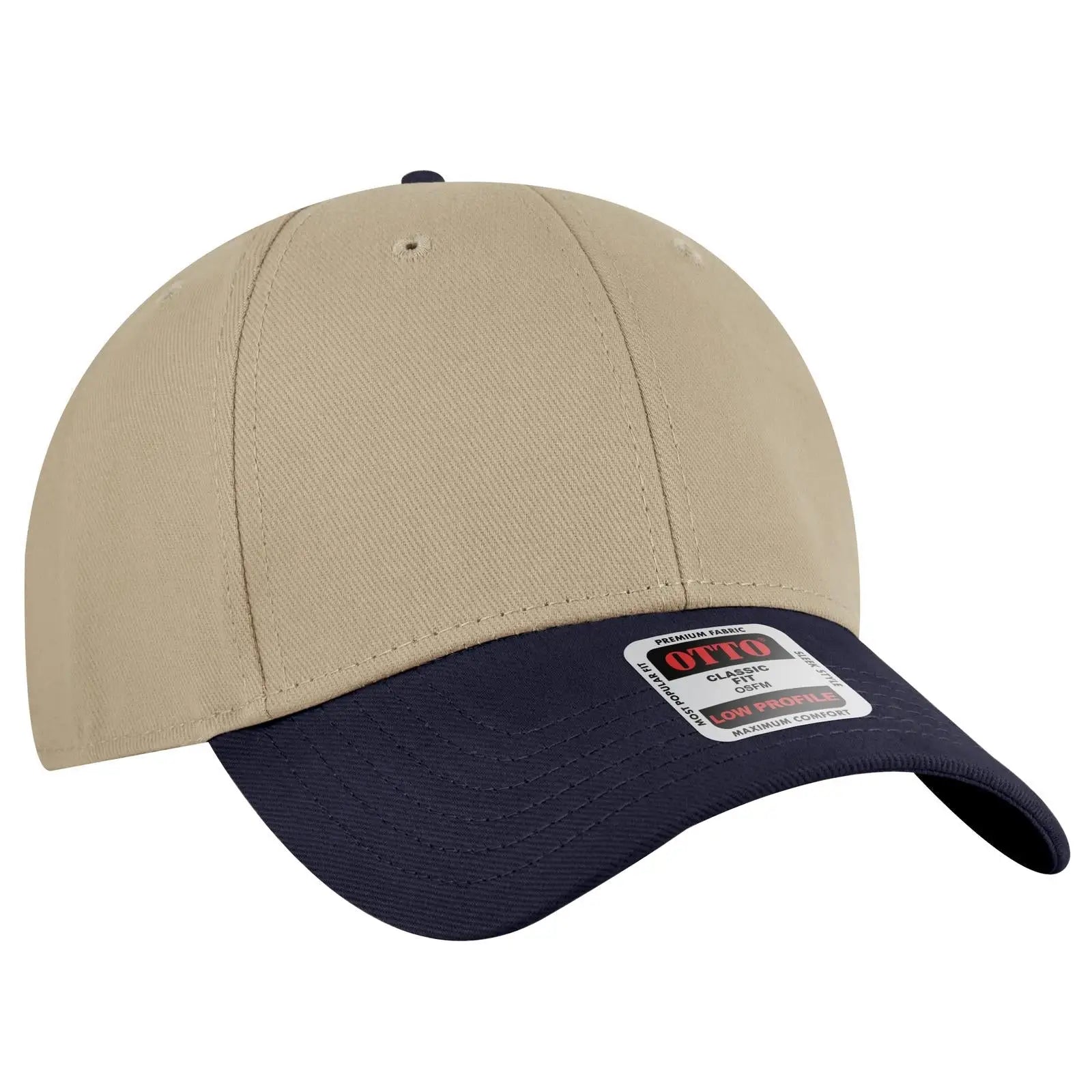 OTTO 19-251 6 Panel Low Profile Baseball Cap - Nvy/Kha - Nvy/Kha / 6 1/2’’ - 7 5/8’’