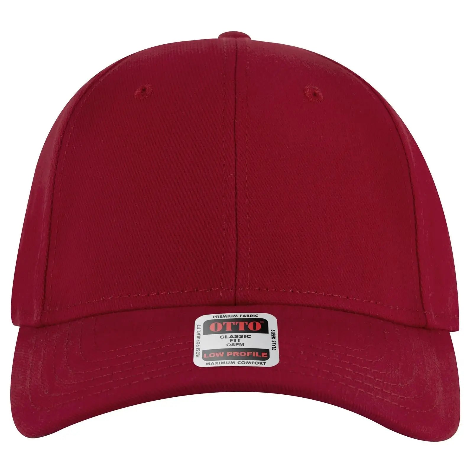 OTTO 19-251 6 Panel Low Profile Baseball Cap - Red - Red / 6 1/2’’ - 7 5/8’’