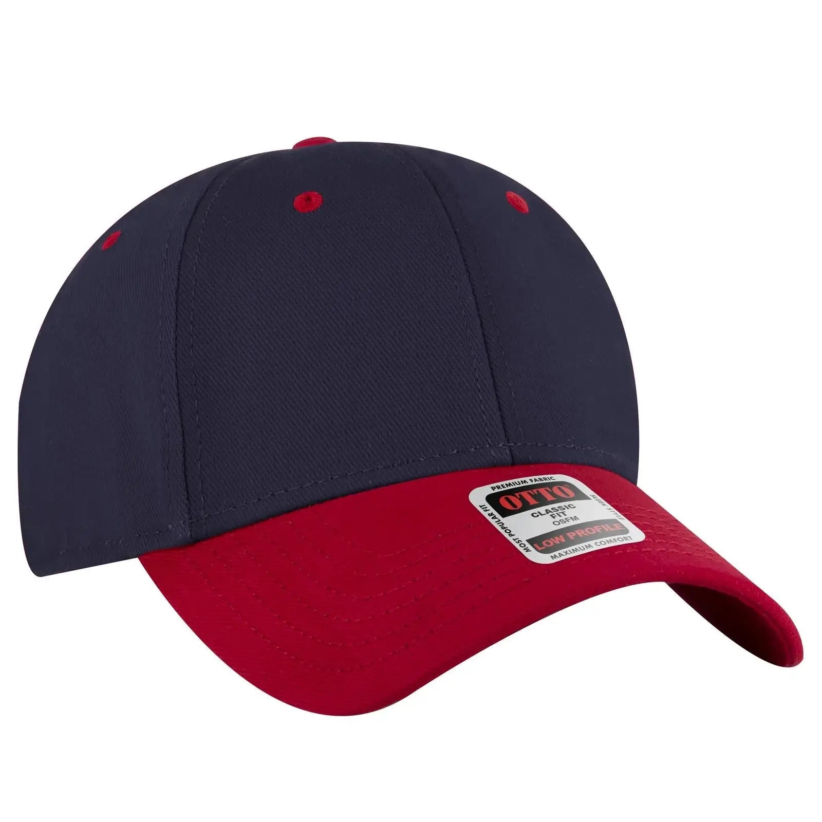 OTTO 19-251 6 Panel Low Profile Baseball Cap - Red/Nvy - Red/Nvy / 6 1/2’’ - 7 5/8’’