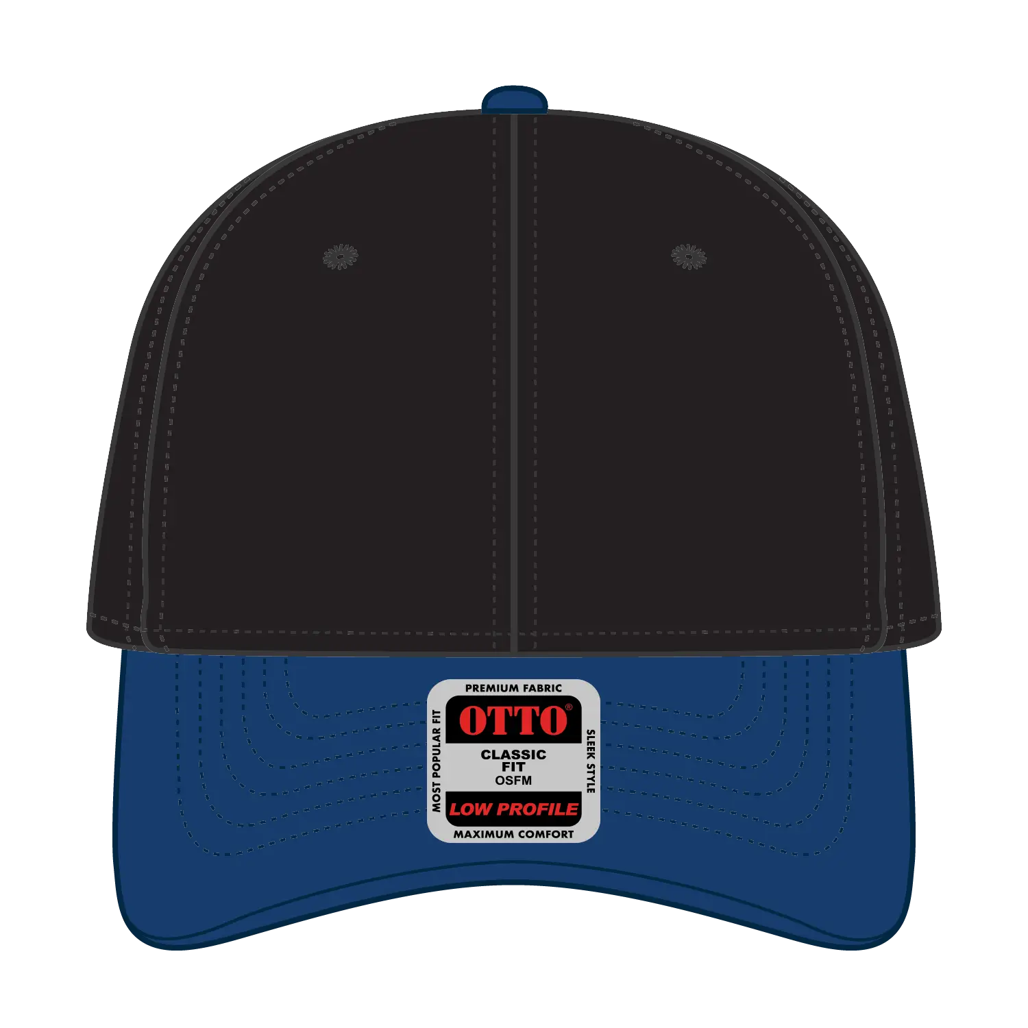 OTTO 19-251 6 Panel Low Profile Baseball Cap - Royal/Black - Royal/Black / 6 1/2’’ - 7 5/8’’
