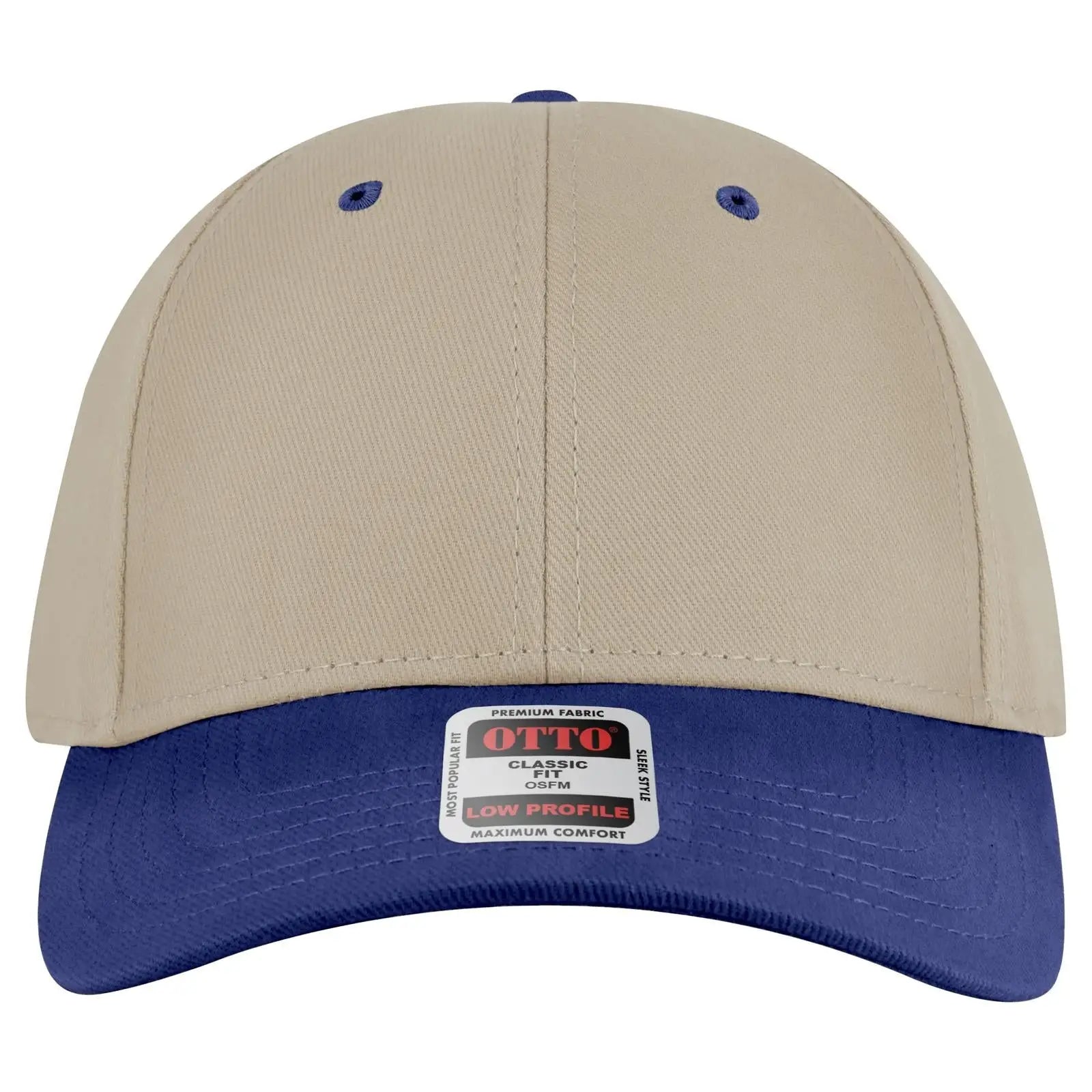 OTTO 19-251 6 Panel Low Profile Baseball Cap - Ryl/Kha - Ryl/Kha / 6 1/2’’ - 7 5/8’’