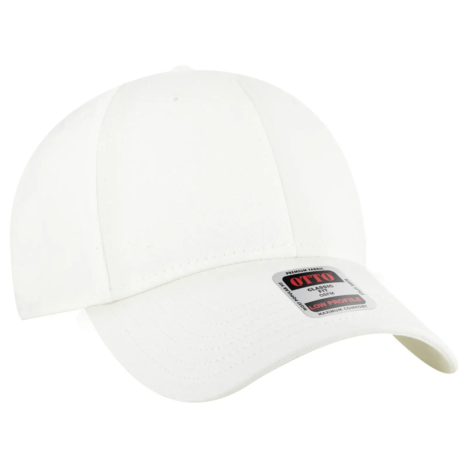 OTTO 19-251 6 Panel Low Profile Baseball Cap - White - White / 6 1/2’’ - 7 5/8’’