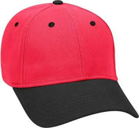 OTTO 19-251 Brushed Bull Denim Seamed Front Panel Low Profile Pro Style Cap - Black Red - Black Red / One Size Fits Most