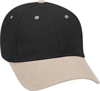 OTTO 19-251 Brushed Bull Denim Seamed Front Panel Low Profile Pro Style Cap - Khaki Black - Khaki Black / One Size Fits