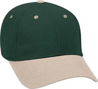 OTTO 19-251 Brushed Bull Denim Seamed Front Panel Low Profile Pro Style Cap - Khaki Dark Green - Khaki Forest