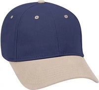 OTTO 19-251 Brushed Bull Denim Seamed Front Panel Low Profile Pro Style Cap - Khaki Navy - Khaki Navy / One Size Fits