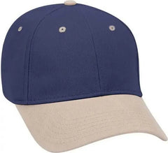 OTTO 19-251 Brushed Bull Denim Seamed Front Panel Low Profile Pro Style Cap - Khaki Navy - Khaki Navy / One Size Fits