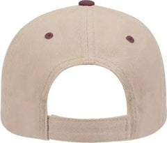 OTTO 19-251 Brushed Bull Denim Seamed Front Panel Low Profile Pro Style Cap - Maroon Khaki - Maroon Khaki / One Size