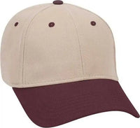 OTTO 19-251 Brushed Bull Denim Seamed Front Panel Low Profile Pro Style Cap - Maroon Khaki - Maroon Khaki / One Size